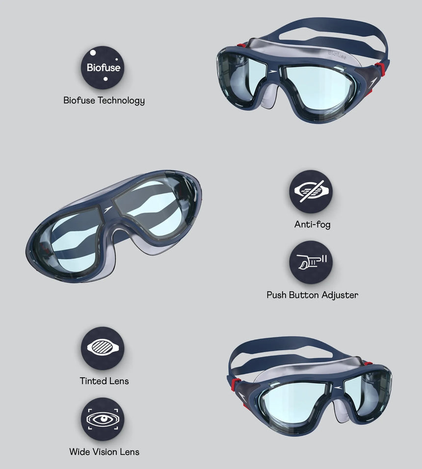Unisex Adult Biofuse 2.0 Mask Anti Fog Coated Lens Swim Goggles For Men and Women - Peacoat