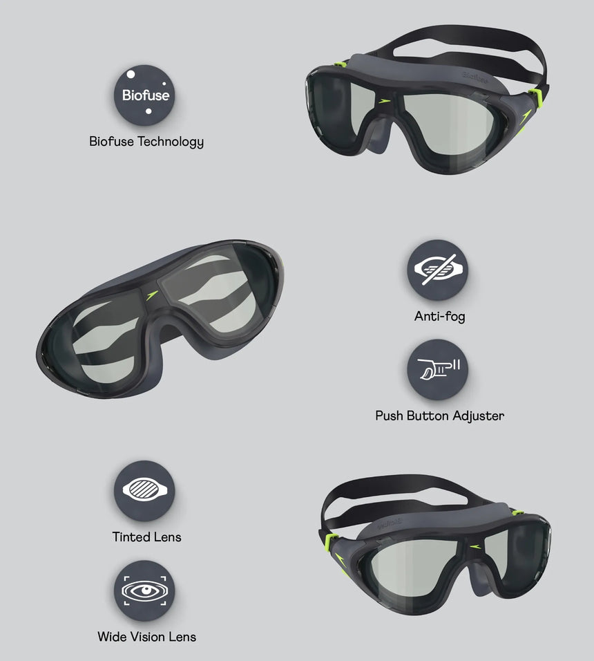 Unisex Adult Biofuse 2.0 Mask Anti Fog Coated Lens Swim Goggles For Men and Women - Anthracite Sna