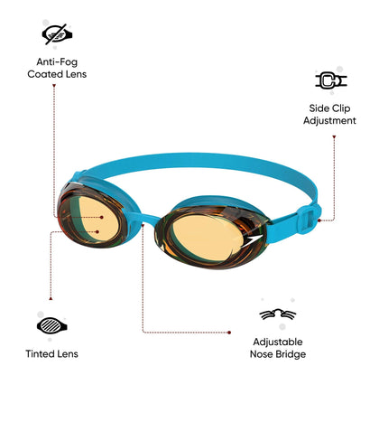 Unisex Junior Jet 2.0 Anti Fog coated lens Swim Goggles - Blue & Orange