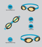 Kids Jet 2.0 Anti Fog Coated Lens Swim Goggles For Tots (Age Range - 3-6 Years) - Blue