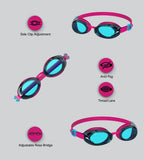Kids Jet 2.0 Anti Fog Coated Lens Swim Goggles For Tots (Age Range - 3-6 Years) - Pink