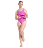 Girl's Endura Brite Lycra Racerback V-Cut One Piece Swimuit - Neon Violet & Hapuna Blue