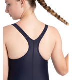 Girl's Endurance10 Lycra Racerback V-Cut One Piece Swimuit - True Navy & Coral Sands