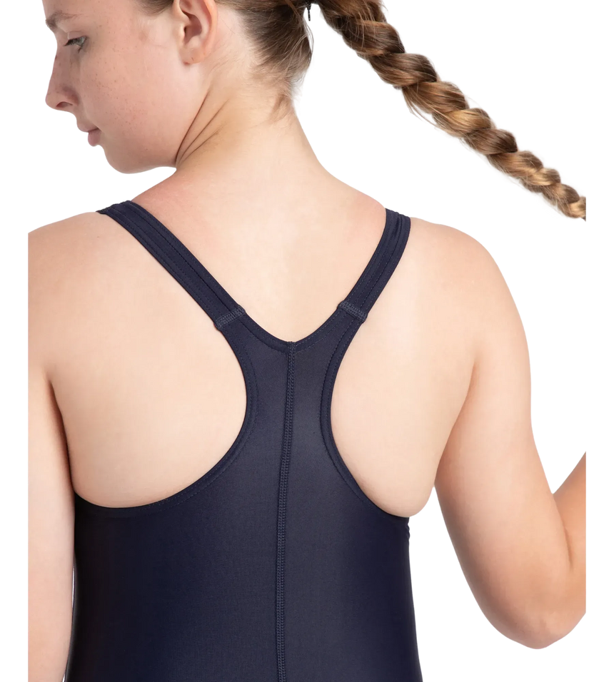 Girl's Endurance10 Lycra Racerback V-Cut One Piece Swimuit - True Navy & Coral Sands