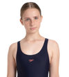 Girl's Endurance10 Lycra Racerback V-Cut One Piece Swimuit - True Navy & Coral Sands