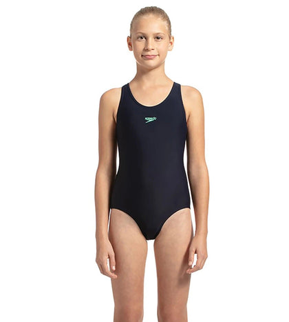 Girl's Endurance Lycra Racerback Swimwear - True Navy & Green Glow_1