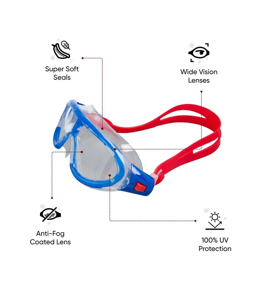 Unisex Kids Rift Clear-Lens Swim Goggles - Lava Red & Beautiful Blue