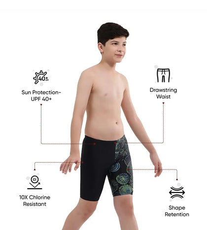 Boy's Endruance 10 Digital Print Jammer - True Navy & Aquarium