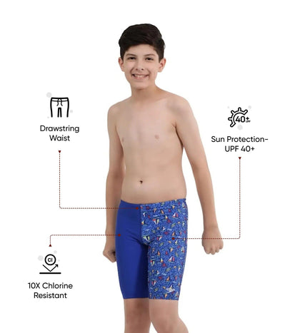 Boy's Endura Brite Digital Print Jammer - True Cobalt & White