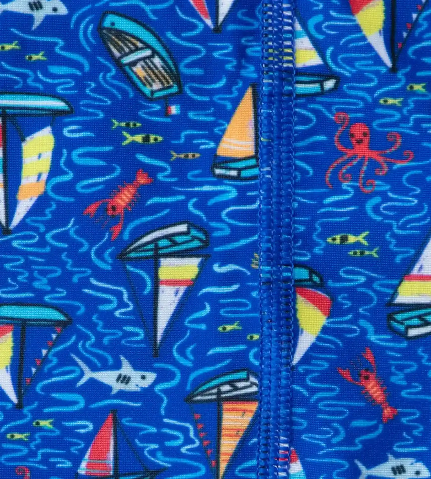 Boy's Endura Brite Digital Print Jammer - True Cobalt & White