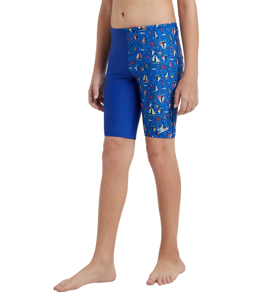 Boy's Endura Brite Digital Print Jammer - True Cobalt & White