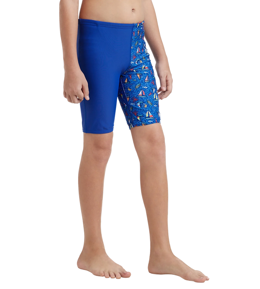 Boy's Endura Brite Digital Print Jammer - True Cobalt & White