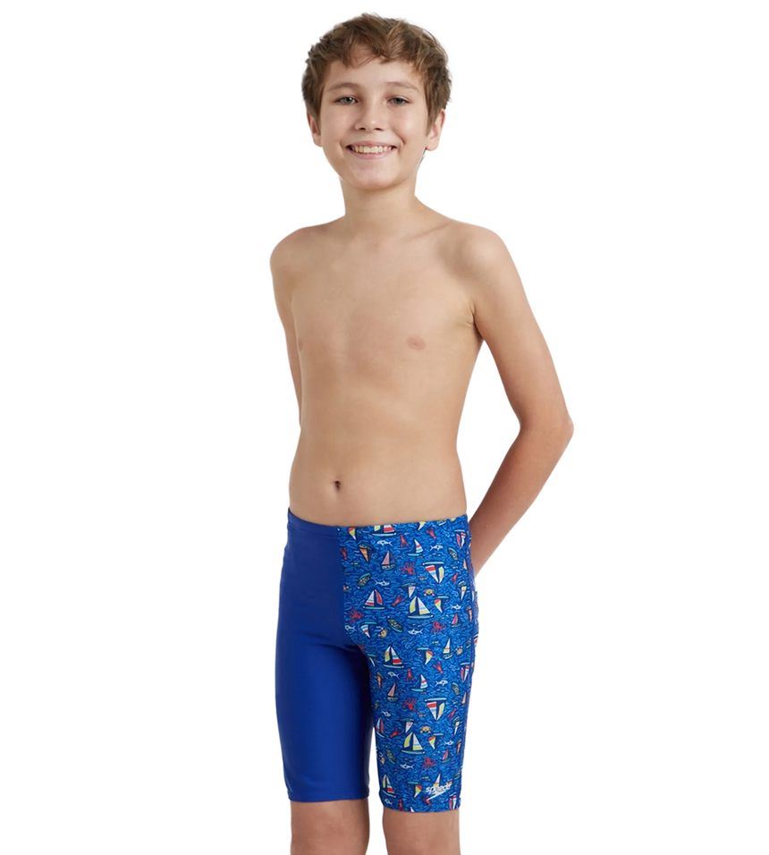 Boy's Endura Brite Digital Print Jammer - True Cobalt & White