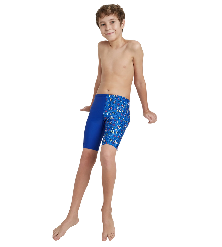 Boy's Endura Brite Digital Print Jammer - True Cobalt & White
