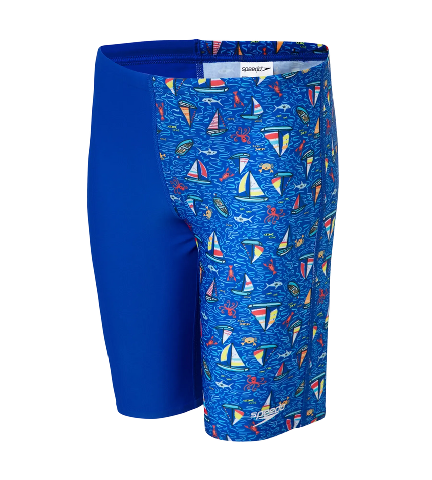 Boy's Endura Brite Digital Print Jammer - True Cobalt & White
