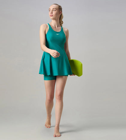 Women's Endurance10 Racerback Swimdress With Boyleg - Kai Green & Pale Adventure