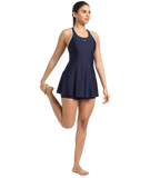 Women's Endurance 10 Racerback Swimdress With Boyleg - True Navy & Marine Blue