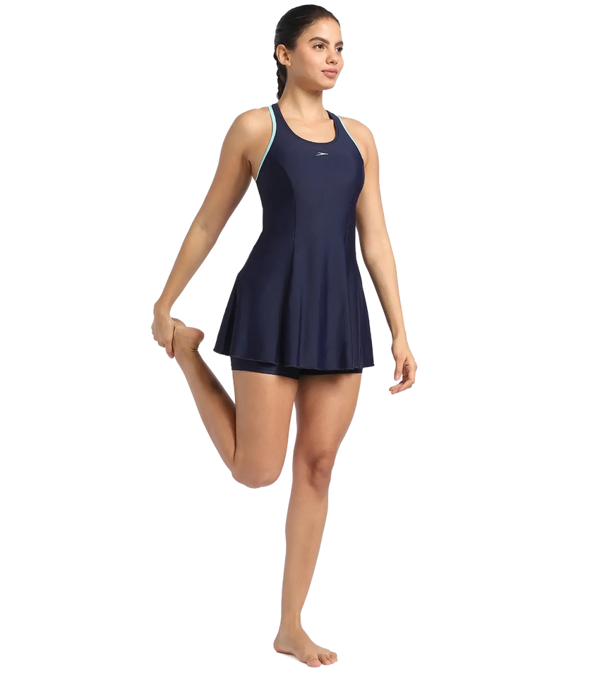 Women's Endurance 10 Racerback Swimdress With Boyleg - True Navy & Marine Blue