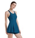 Women's  Endurance10 Racerback Swimdress With Boyleg - Dark Teal & Black