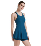 Women's  Endurance10 Racerback Swimdress With Boyleg - Dark Teal & Black