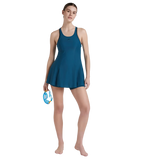 Women's  Endurance10 Racerback Swimdress With Boyleg - Dark Teal & Black