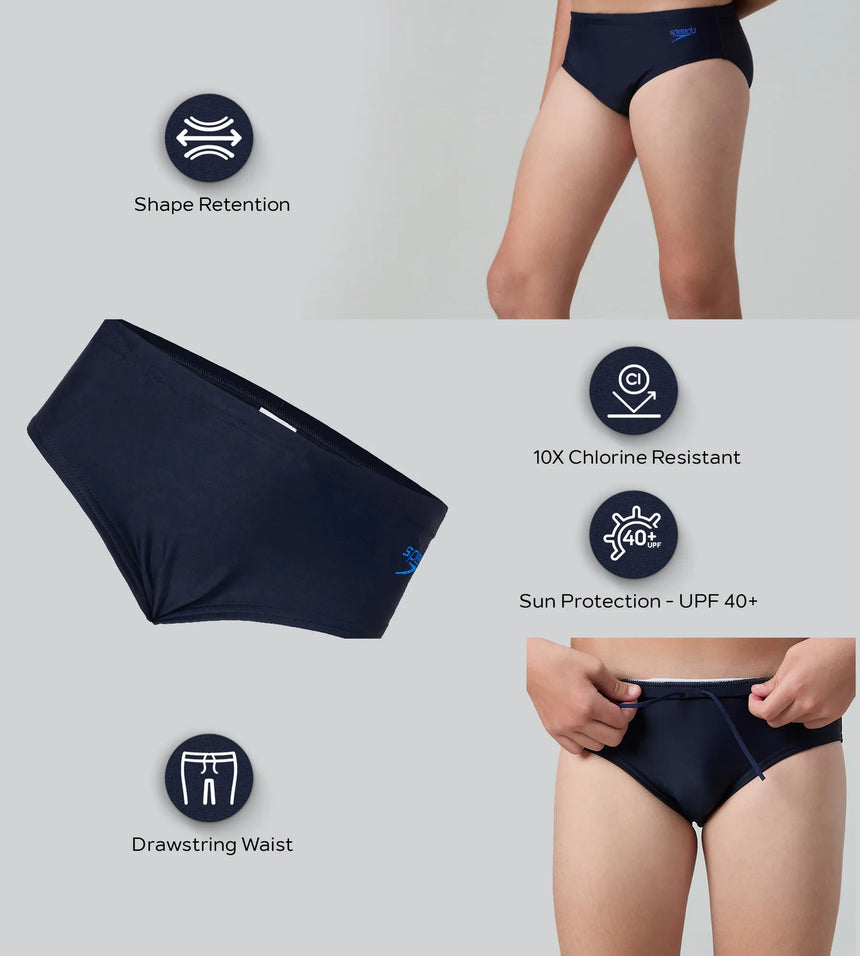 Boy's Endurance10 Lycra Brief - True Navy & Deep Saffire