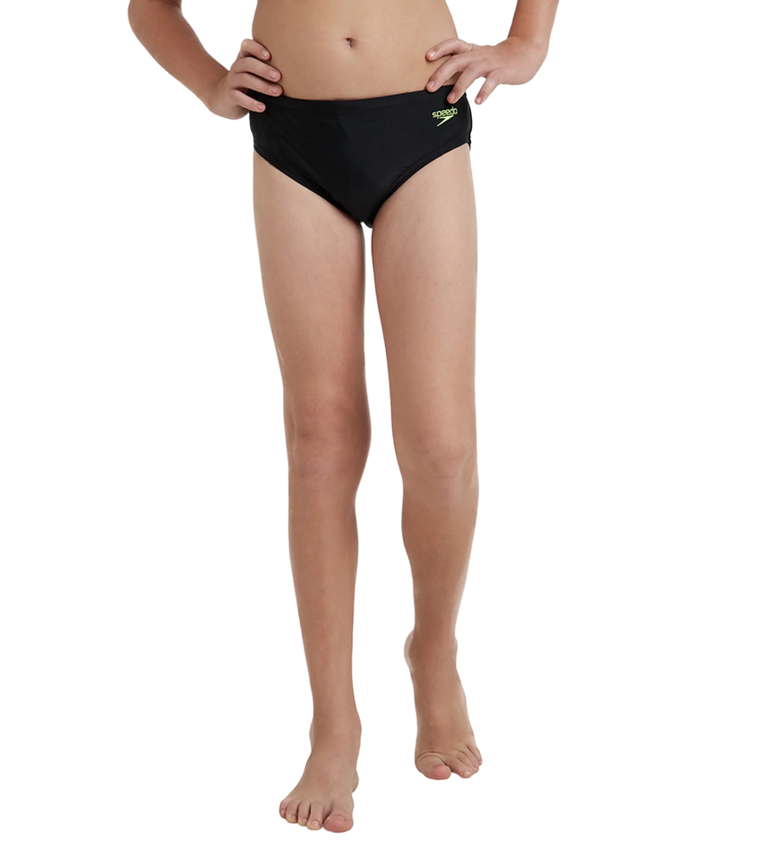 Boy's Endurance10 Lycra Brief - Black & Hyper Yellow