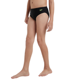 Boy's Endurance10 Lycra Brief - Black & Hyper Yellow
