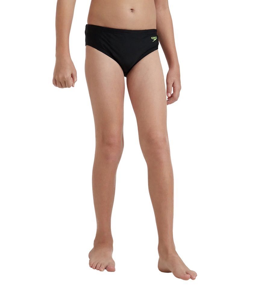 Boy's Endurance10 Lycra Brief - Black & Hyper Yellow