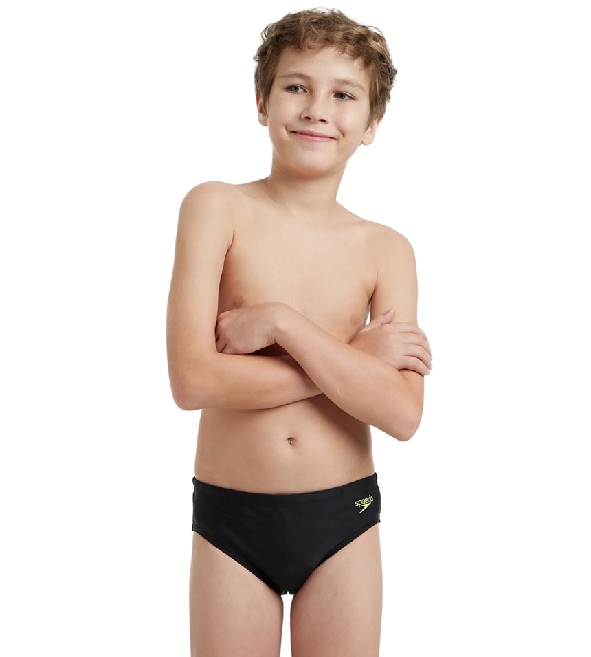 Boy's Endurance10 Lycra Brief - Black & Hyper Yellow