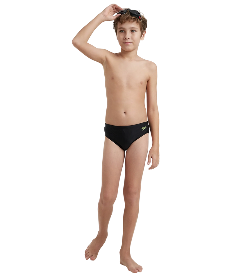 Boy's Endurance10 Lycra Brief - Black & Hyper Yellow