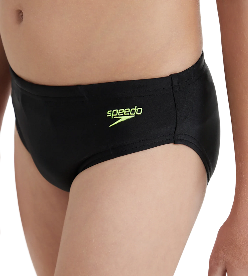 Boy's Endurance10 Lycra Brief - Black & Hyper Yellow