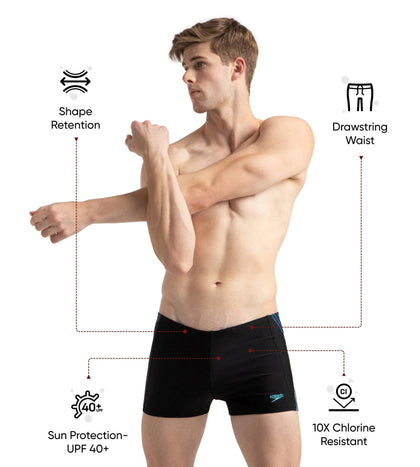 Men's Endurance10 Tech Print Placement Panel Aquashort - Black, Cobalt Pop & Picton Blue