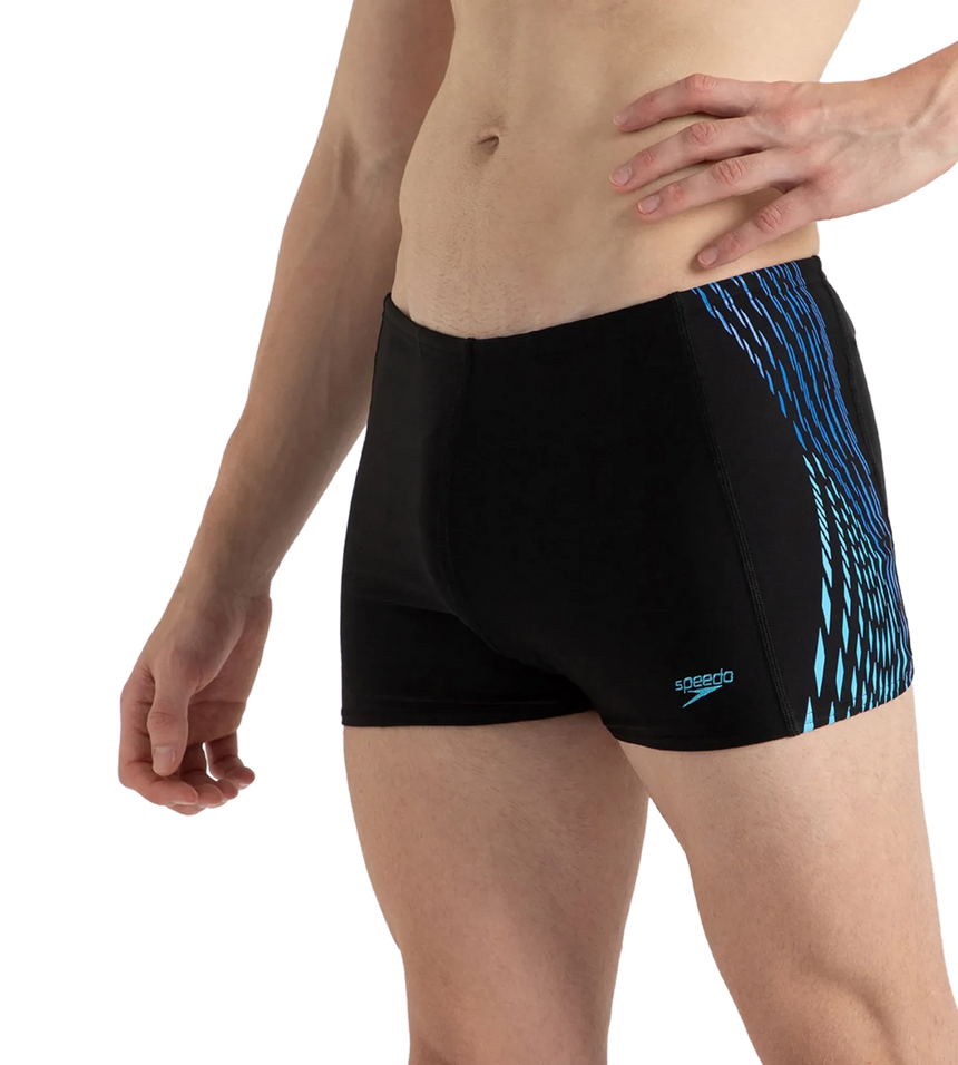 Men's Endurance10 Tech Print Placement Panel Aquashort - Black, Cobalt Pop & Picton Blue