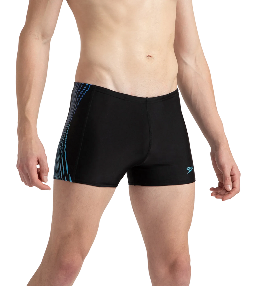 Men's Endurance10 Tech Print Placement Panel Aquashort - Black, Cobalt Pop & Picton Blue