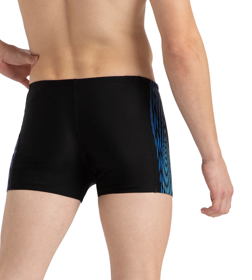 Men's Endurance10 Tech Print Placement Panel Aquashort - Black, Cobalt Pop & Picton Blue