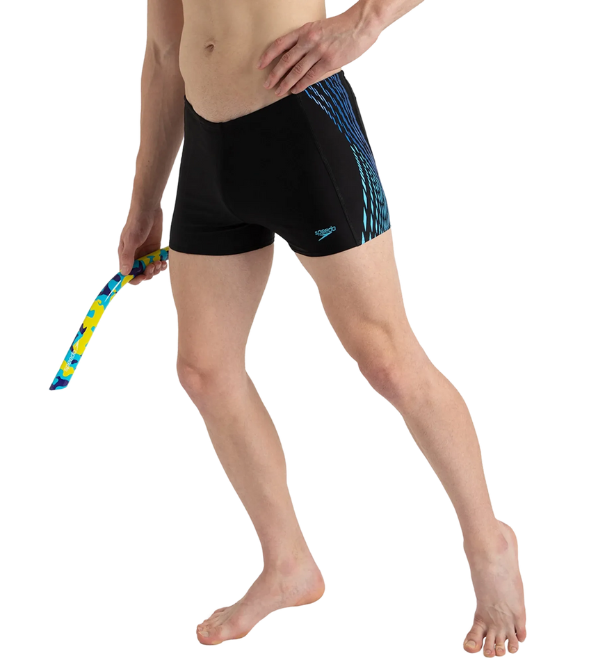 Men's Endurance10 Tech Print Placement Panel Aquashort - Black, Cobalt Pop & Picton Blue