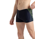 Men's Endurance10 Tech Print Placement Panel Aquashort - True Navy, Hyper Yellow & Dark Teal