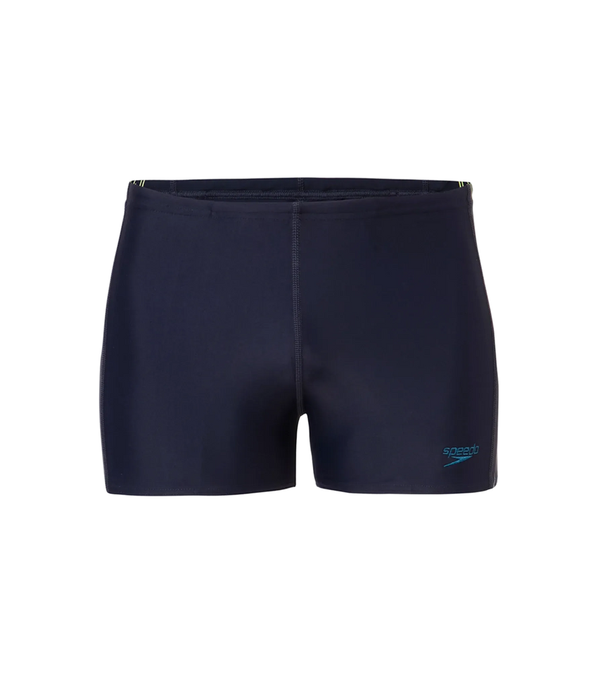 Men's Endurance10 Tech Print Placement Panel Aquashort - True Navy, Hyper Yellow & Dark Teal