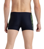 Men's Endurance10 Tech Print Placement Panel Aquashort - True Navy, Hyper Yellow & Dark Teal