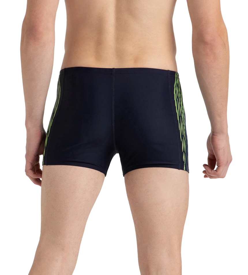 Men's Endurance10 Tech Print Placement Panel Aquashort - True Navy, Hyper Yellow & Dark Teal
