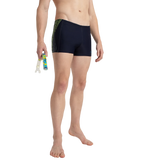 Men's Endurance10 Tech Print Placement Panel Aquashort - True Navy, Hyper Yellow & Dark Teal