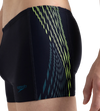 Men's Endurance10 Tech Print Placement Panel Aquashort - True Navy, Hyper Yellow & Dark Teal