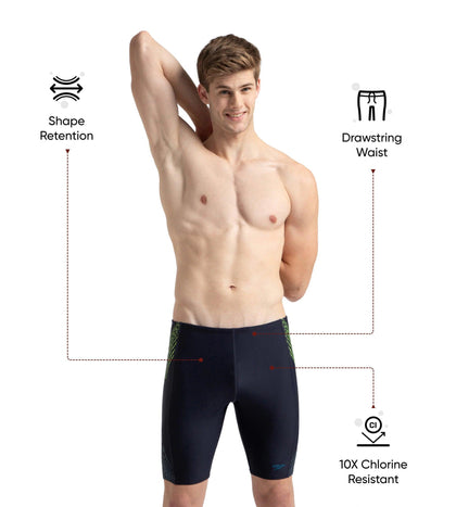 Men's Endurance10 Tech Print Placement Panel Jammer - True Navy, Hyper Yellow & Dark Teal