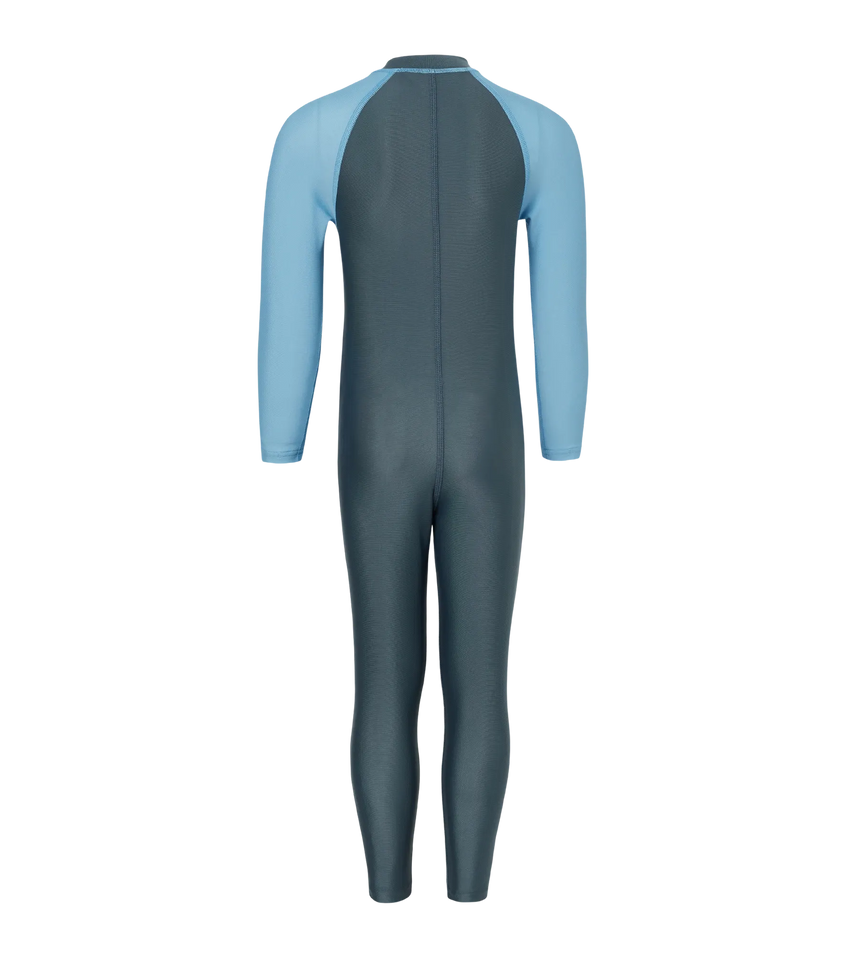Tots Unisex Endurabrite Colorblock All In One Suit For Boys and Girls - Grey Lead & Wavelength