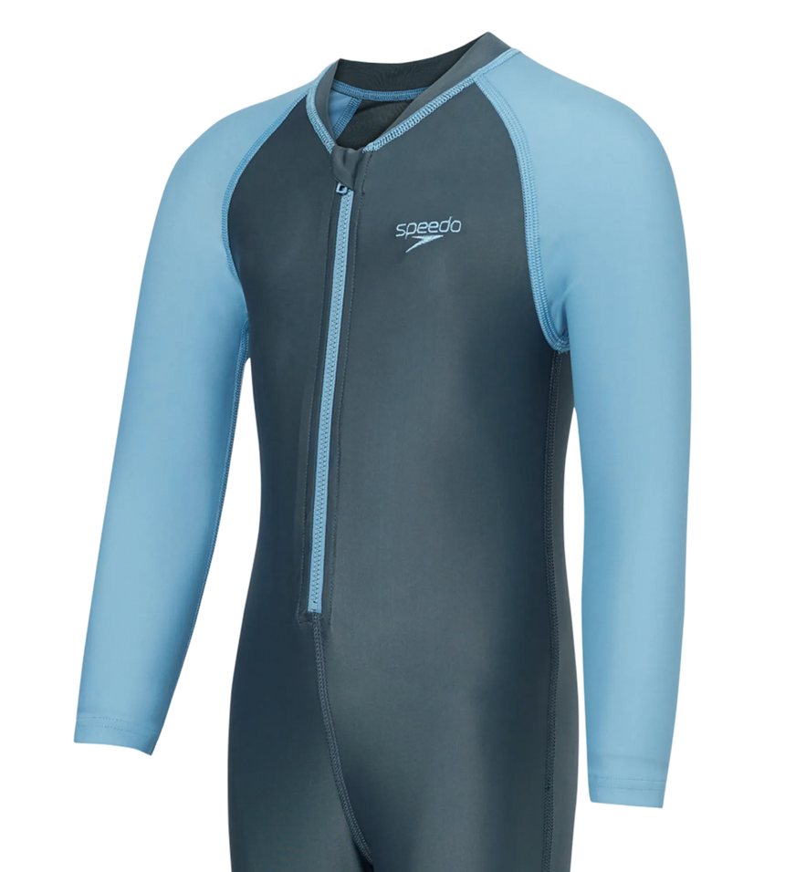 Tots Unisex Endurabrite Colorblock All In One Suit For Boys and Girls - Grey Lead & Wavelength