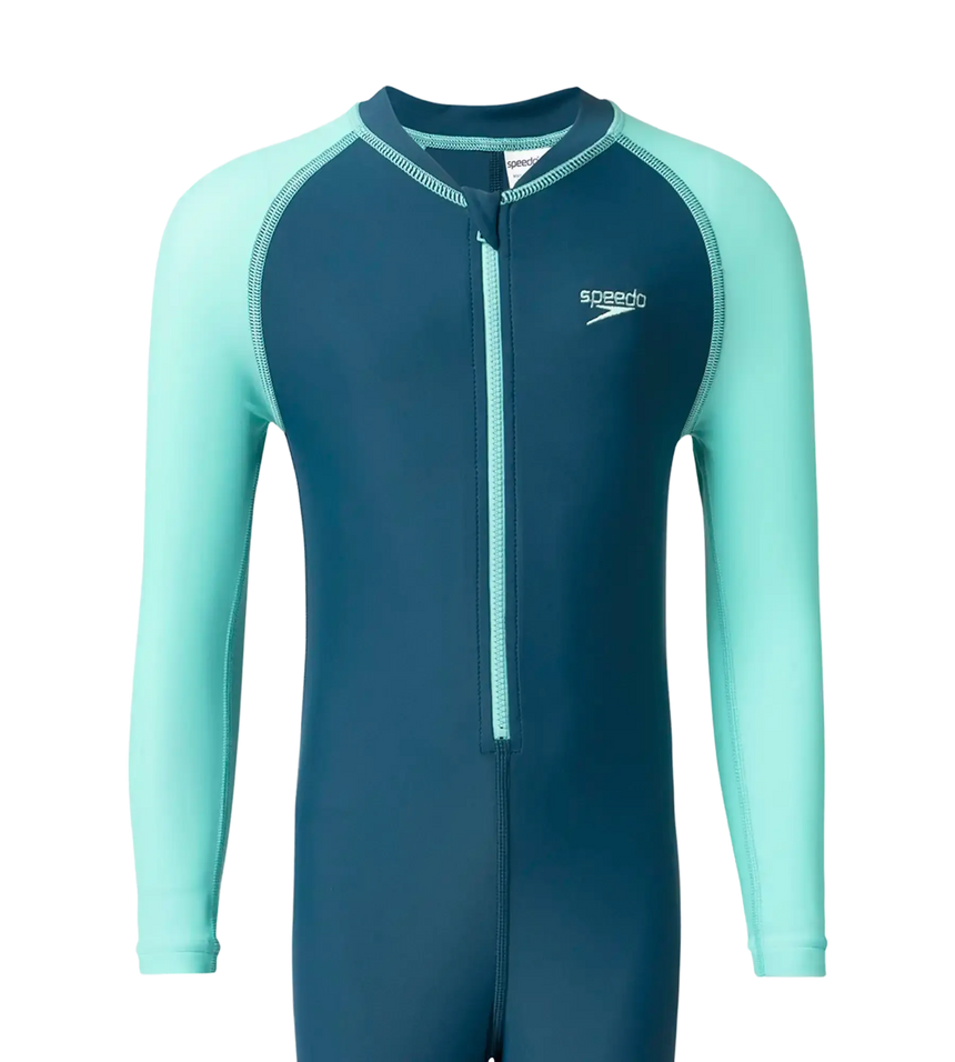 Boy's Enduraflex Color Block All In One Suit - Dark Teal & Arctic Glass