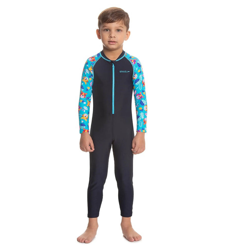 Boys Endurance 10 Colour Block All In One Suit For Tots - True Navy & Beautiful Blue