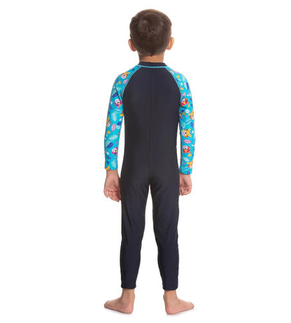 Boys Endurance 10 Colour Block All In One Suit For Tots - True Navy & Beautiful Blue