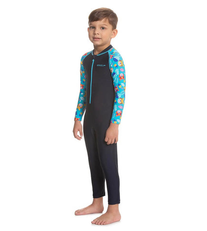 Boys Endurance 10 Colour Block All In One Suit For Tots - True Navy & Beautiful Blue